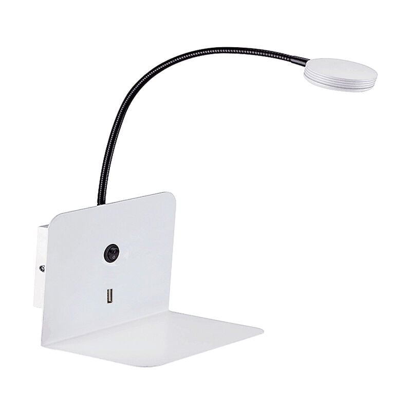 

Aplique Cabecero LED 3W con un puerto USB Blanco