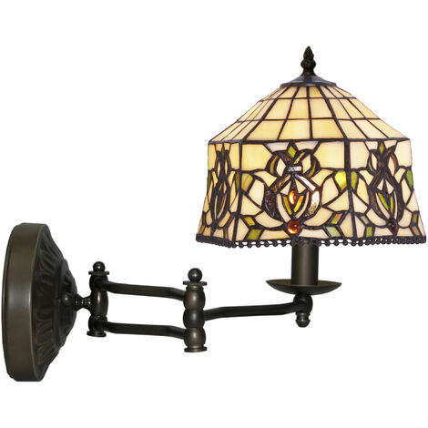 Aplique con brazo  móvil Tiffany diámetro 20cm Serie Hexa 2427D1