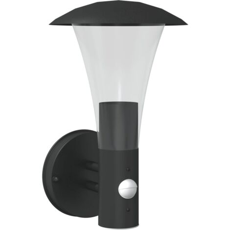 Aplique de exterior con sensor acero inoxidable negro vidaXL