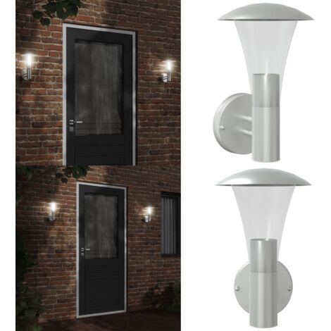 Aplique de exterior de acero inoxidable plateado - Lámpara de jardín - Iluminación exterior
