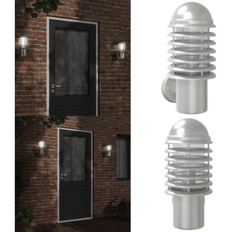 Aplique de exterior de acero inoxidable plateado - Lámpara de jardín - Iluminación exterior