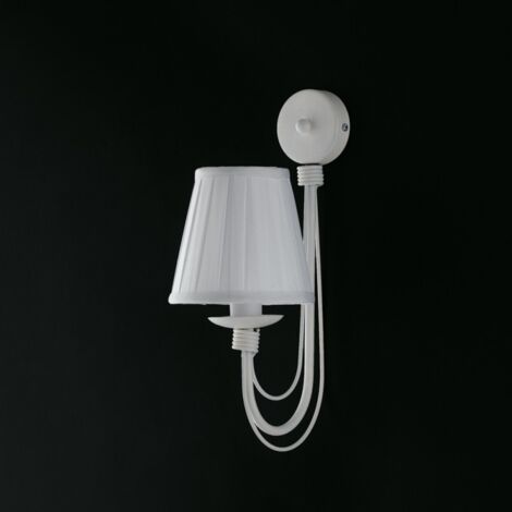 Aplique de hierro blanco shabby una pantalla blanca clara 21x h38 cm