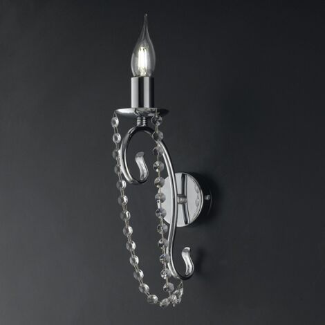 Aplique de hierro cromado one light con pedrería 16x h32 cm
