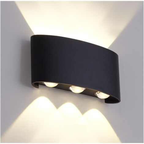 Aplique de pared, 6W, de montaje en pared, ideal para patios y entradas - negro.