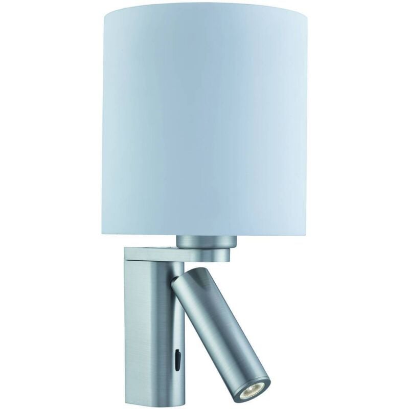 

Searchlight - Soporte de pared ajustable para 2 lámparas, plateado seda, pantalla de vidrio blanco plateado
