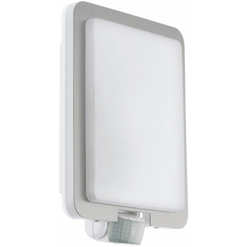 

Aplique de pared con luz exterior con detector de movimiento, luz de jardín, luz de fachada de acero inoxidable, plástico blanco, 1x E27, L x H 21 x