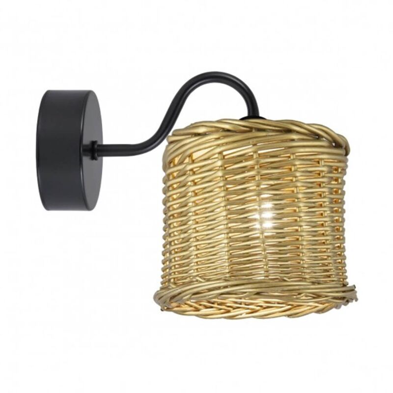 

Aplique de pared con pantalla mimbre dorado GEORGINA negro AJP
