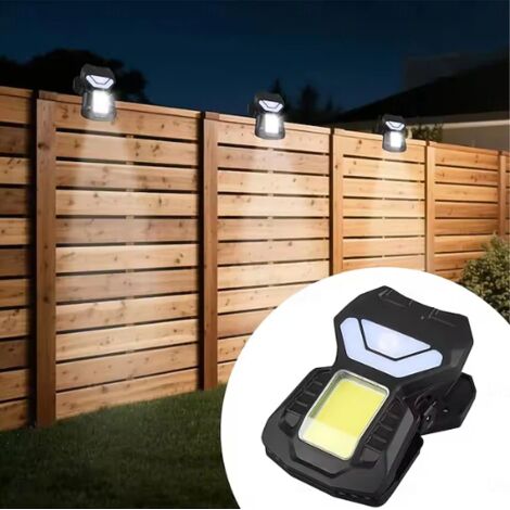 Aplique de pared con sensor y alimentación solar, luz para valla con clip, 3 modos, resistente al agua, perlas LED COB, apto para garajes.