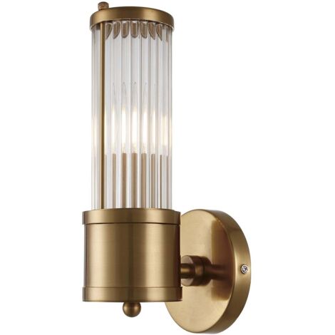 Aplique De Pared Cristal Metal Dorado 12X14X30 Cm