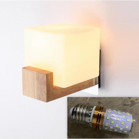 Aplique de pared cuadrado de cristal para el hogar, estilo rústico moderno, casquillo E27, ideal como lámpara de escritorio o de balcón, 3000-6000 K