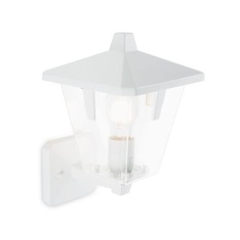 Aplique de pared de aluminio inyectado blanco con difusor de termoplástico transparente. h. 29 cm