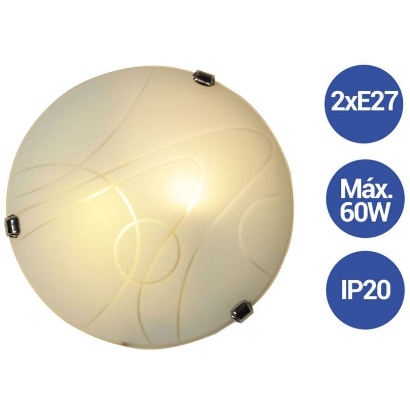 

Plafón para techo o pared de cristal moderno VETRO 'Luna Piena' 2xE27