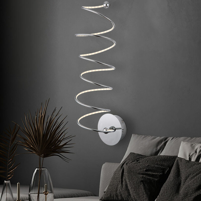 

Aplique de pared de diseño LED, iluminación de salón cromado, lámpara ALU Sprial