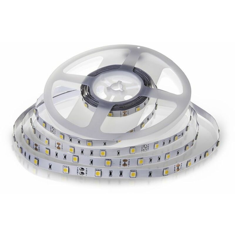 V-TAC Tira LED SMD5050 4,8W/m 5m 30 LED/m 12V 3000K IP20 10mm