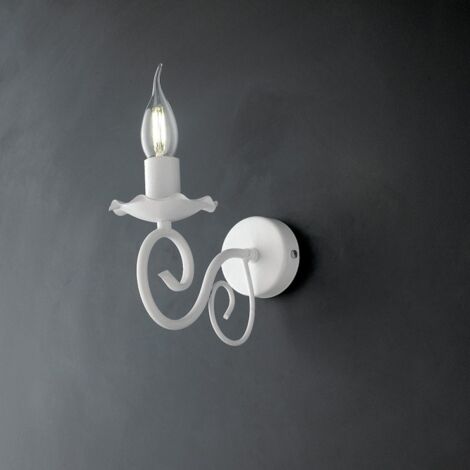 Aplique de pared de hierro blanco shabby one luz 17x h23 cm