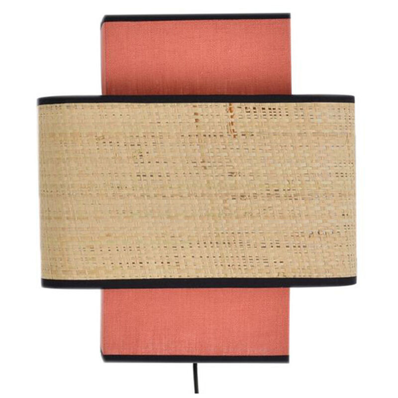 

Aplique de pared de lino rojo ladrillo y rafia TERA