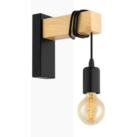 Aplique de pared de madera natural con casquillo E27, estilo nórdico vintage, para pasillo, dormitorio, salón, bombilla decorativa.