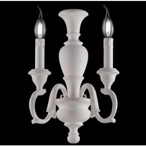 Aplique de pared de madera Shabby White dos luces 25x h40 cm