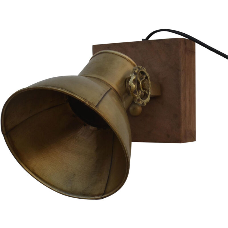 Aplique de pared de madera y metal dorado 18x18x27