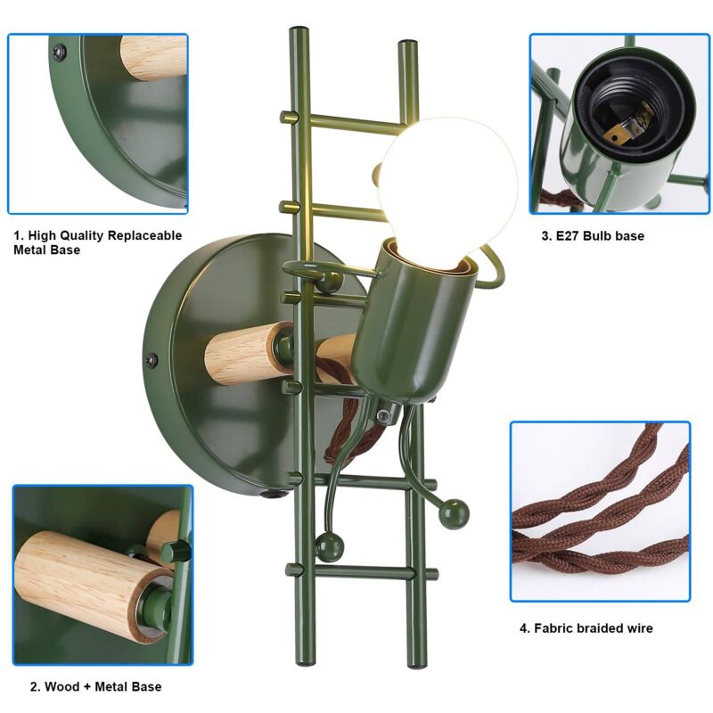 

Aplique de Pared Decorativo 'Doll Ladder' E27 | Verde