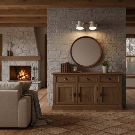 Aplique de Pared en Madera y Cerámica Esmaltada con 2 Focos