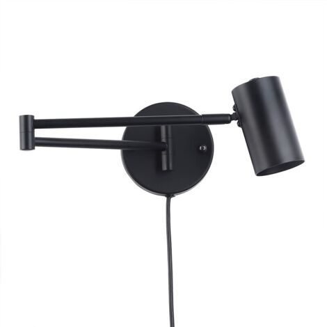 Aplique De Pared Extensible Con Enchufe "Lisa" - E27 G45 - Negro