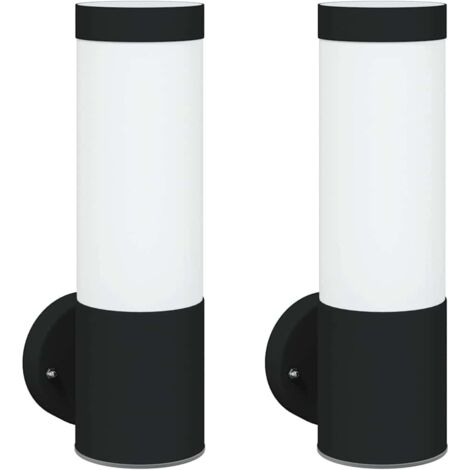Aplique de pared exterior 2 pcs Negro 12 x 7.5 x 27 cm vidaXL