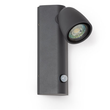 Aplique de Pared Exterior Aluminio con Detector de Movimiento Abel Gris Oscuro