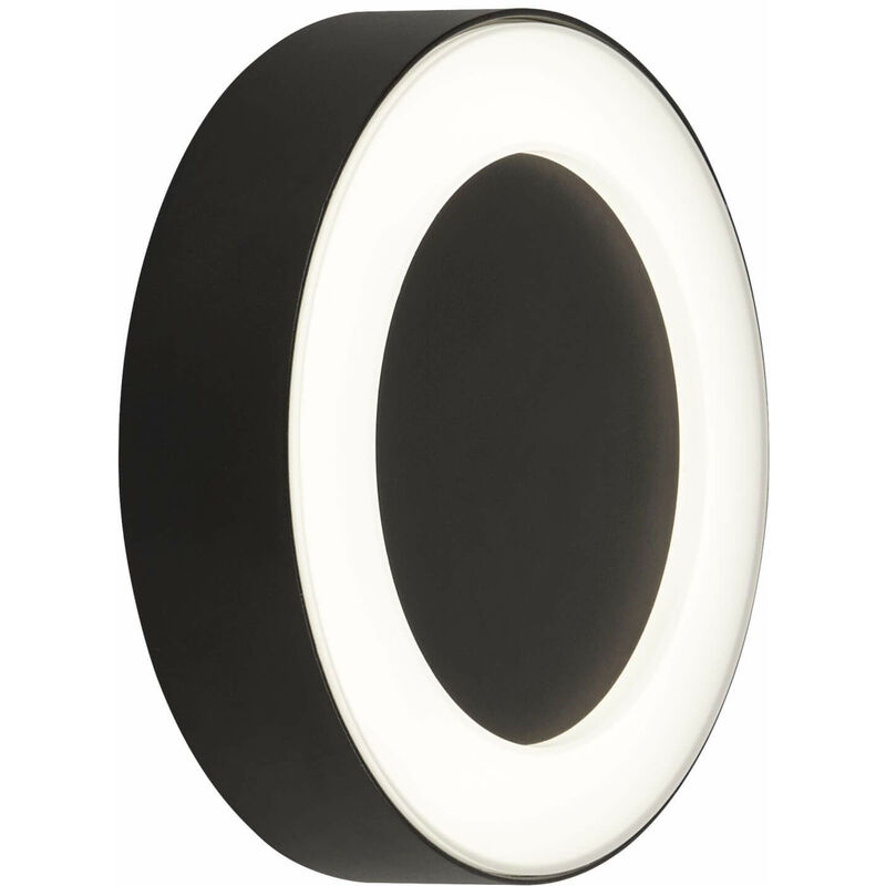 

Aplique de pared exterior circular LED - negro con difusor esmerilado