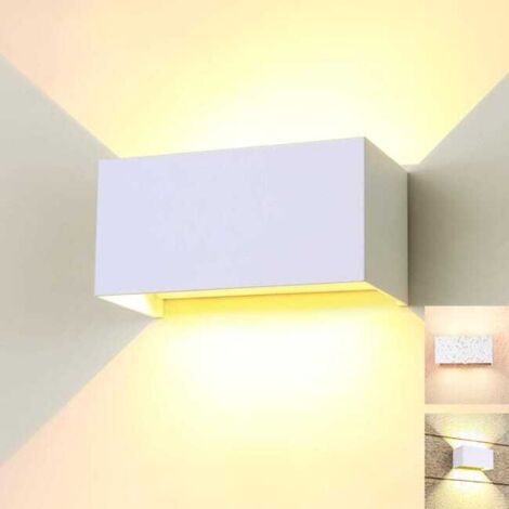 Aplique de pared exterior de 24 W, aplique de pared interior/exterior, resistente al agua IP65, luz blanca cálida de 3000 K, blanco