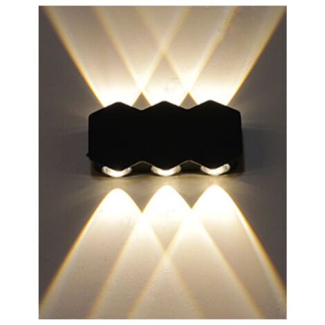 Aplique de pared exterior de 6 LED, para interiores y exteriores, impermeable, luz blanca cálida, lámpara de terraza