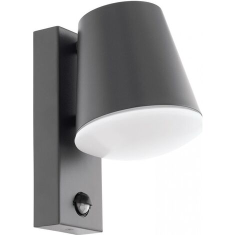 Aplique de pared exterior Eglo Caldiero 10W Forma Cónica 24×14 cm. Terraza, jardín y piscina. Estilo moderno y diseño. Acero, acero galvanizado y plástico. Color antracita, blanco y negro - Antracita, Blanco, Negro