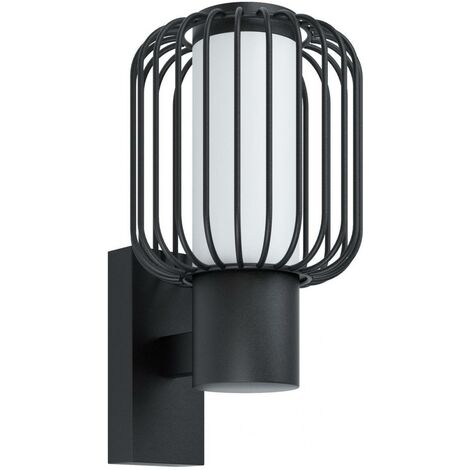 Aplique de pared exterior Eglo Ravello 28W Forma Cilíndrica 28×17 cm. Terraza, jardín y piscina. Estilo moderno, diseño y cool. Acero, acero galvanizado y plástico. Color blanco y negro - Blanco, Negro