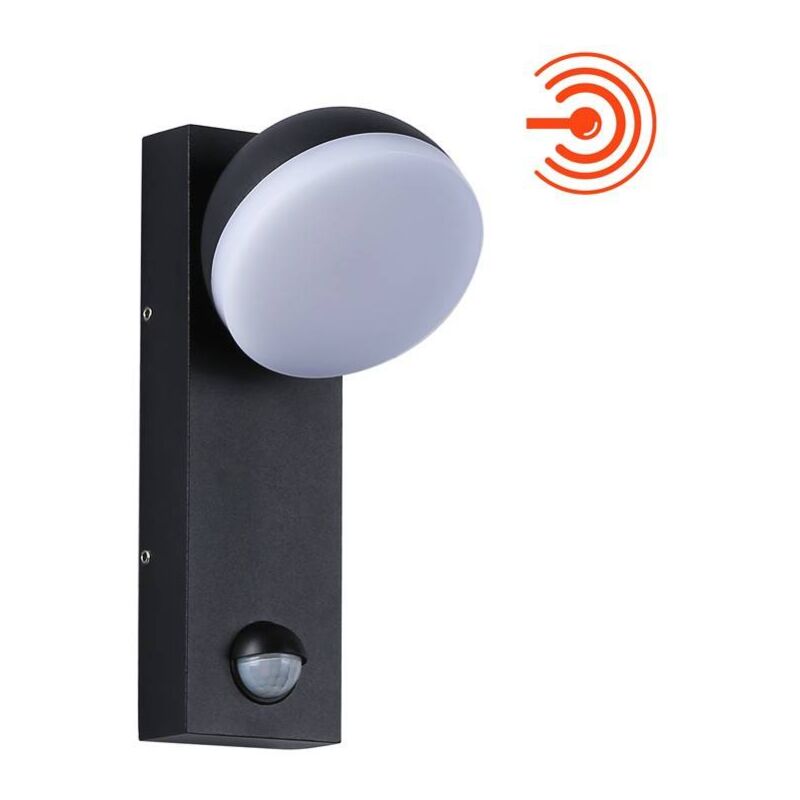 

Aplique de pared exterior LED con sensor PIR 'ATLAS' 10W IP54 | Negro
