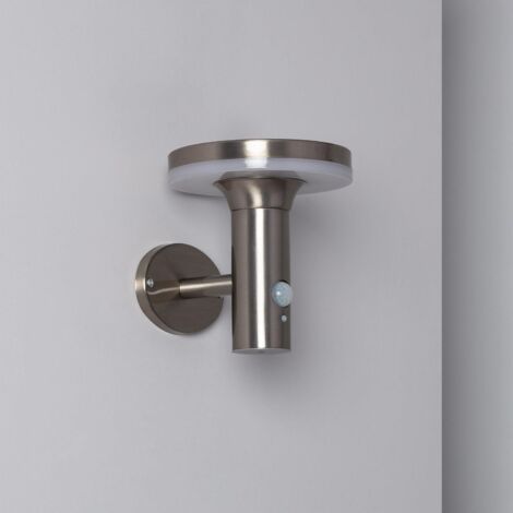 Aplique de Pared Exterior Solar LED Helios Inox con Detector de Movimiento PIR  4000K Blanco Neutro