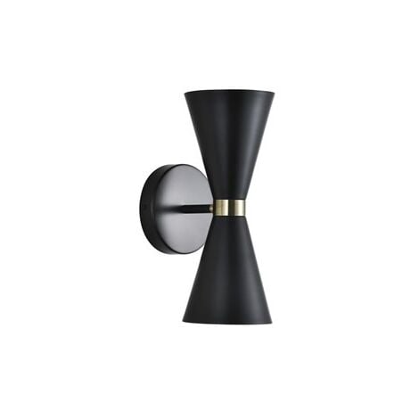 CRISTALRECORD Aplique de pared "Greta" de dos focos (2xE27) – Negro
