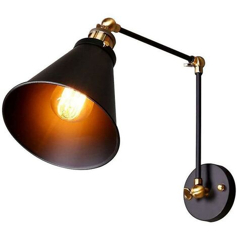 Aplique de pared industrial E27 Aplique de pared de cama vintage con brazo oscilante ajustable