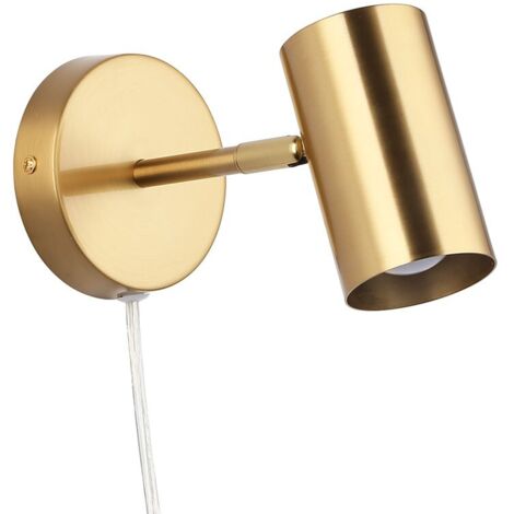 Aplique De Pared Interior Orientable "Ben" Con Cable Y Enchufe - - Dorado