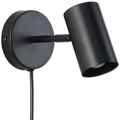 Aplique De Pared Interior Orientable "Ben" Con Cable Y Enchufe - - Negro