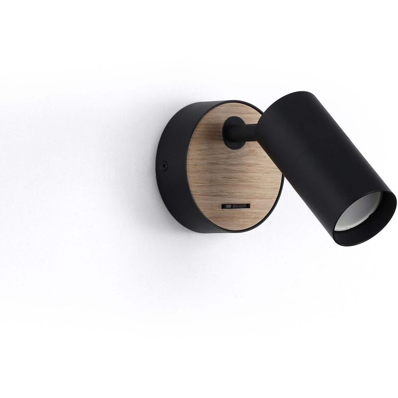 Aplique De Pared Interior 'vilsa' - Orientable - GU10 - Negro