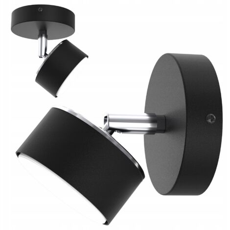Aplique de pared Lámpara de techo Foco Cromo Negro GX53 Lámpara pulida