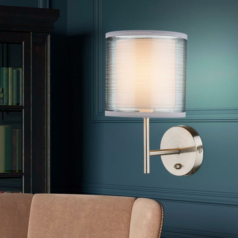 

Lámpara de pared lámpara de lectura con pantalla de tela para habitación de invitados intercambiable en un juego que incluye bombillas LED