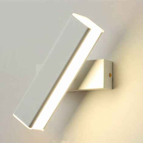 Aplique de pared LED 6W Lámpara de pared Acrílico blanco cálido Lámpara de pared giratoria moderna Iluminación de pared de hierro para dormitorio Sala de estar Oficina Pasillo (Blanco)
