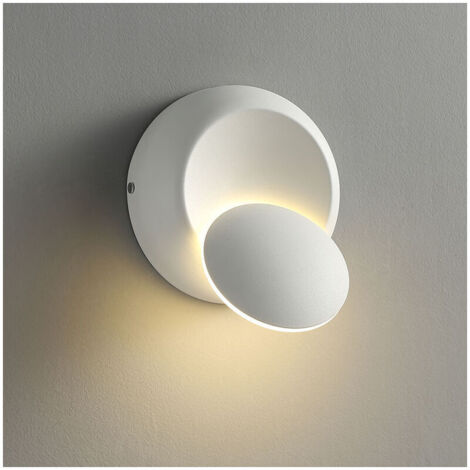 Aplique de pared LED circular giratorio de 360 grados, ideal para iluminación decorativa en salas de estar, escaleras y pasillos (blanco).