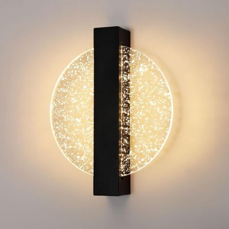 Aplique de pared LED de 12 W, 3 temperaturas de color: 3000 K/4500 K/6500 K, moderno, negro, para interior, salón, dormitorio, escalera y pasillo.