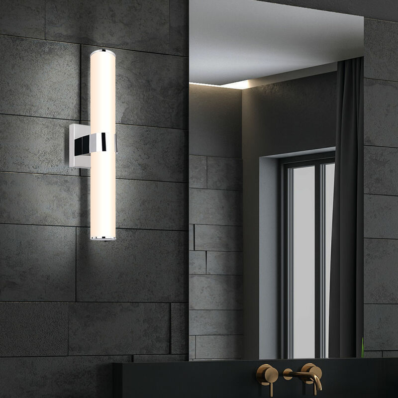 

Aplique de pared LED lámpara cromada cristal ópalo blanco iluminación baño IP44