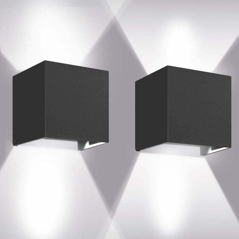 Aplique de pared LED Luces de pared 12W, 2 piezas 6000K LED Aplique de pared para exterior/interior, Aplique de pared exterior ajustable, Lámpara de