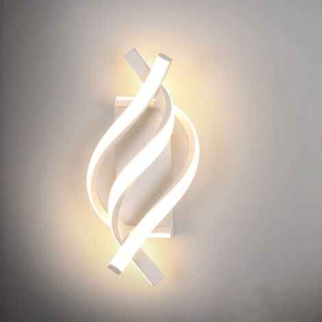 Aplique de pared LED moderno de 18 W, de aluminio, blanco cálido 3000 K, para salón, dormitorio, pasillo y escalera (blanco)