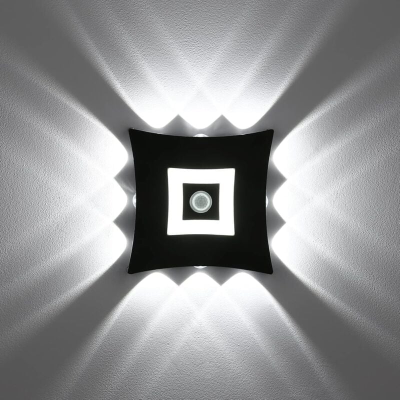 Aplique de pared LED moderno para interiores y exteriores de 18W con sensor de movimiento PIR, iluminación de pared impermeable IP65, aplique de
