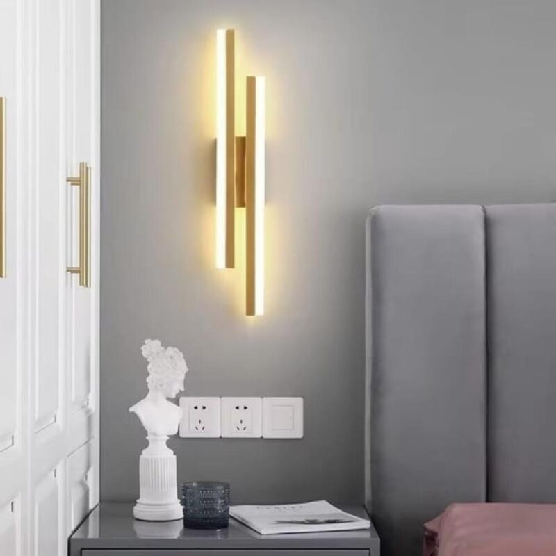 Aplique de pared LED para interior de 16 W, moderno, con luz cálida de 3000 K, ideal para salón, dormitorio, escalera y pasillo (dorado)